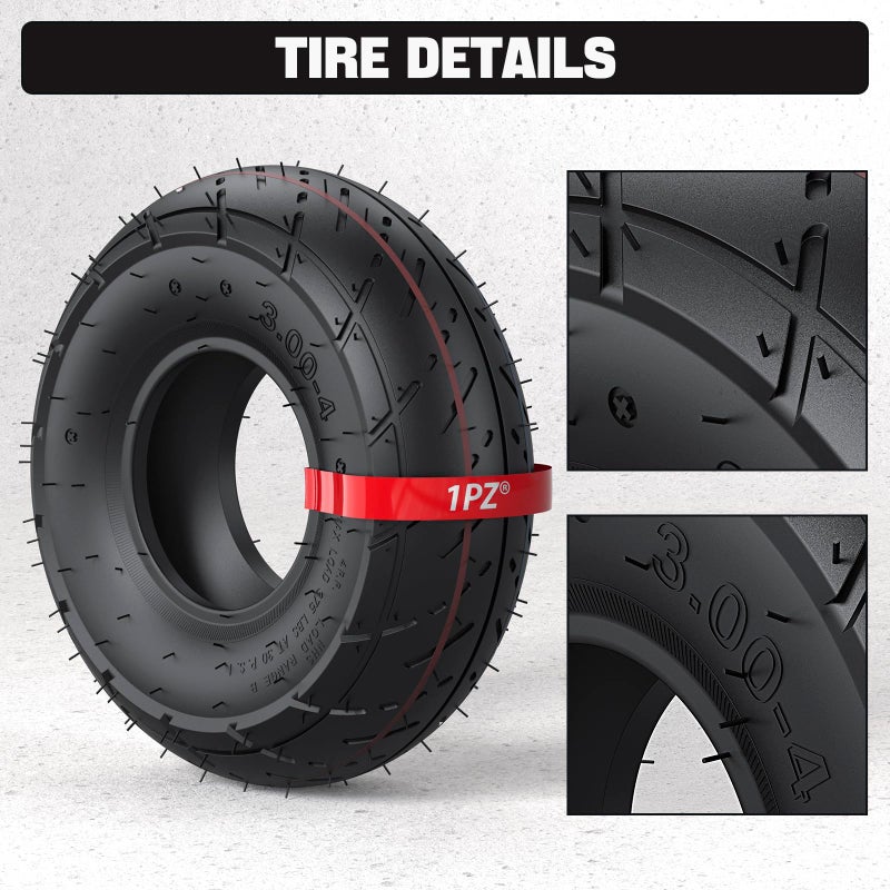 1PZ RE3-34W 3.00-4 (10"x3", 260x85) Tire & Inner Tube with TR87 Bent Valve Stem for Pocket Rocket E300 E325 eZip Scooter Mini Chopper Bike Go Kart Bladez Gas Electric Mobility - Image 4